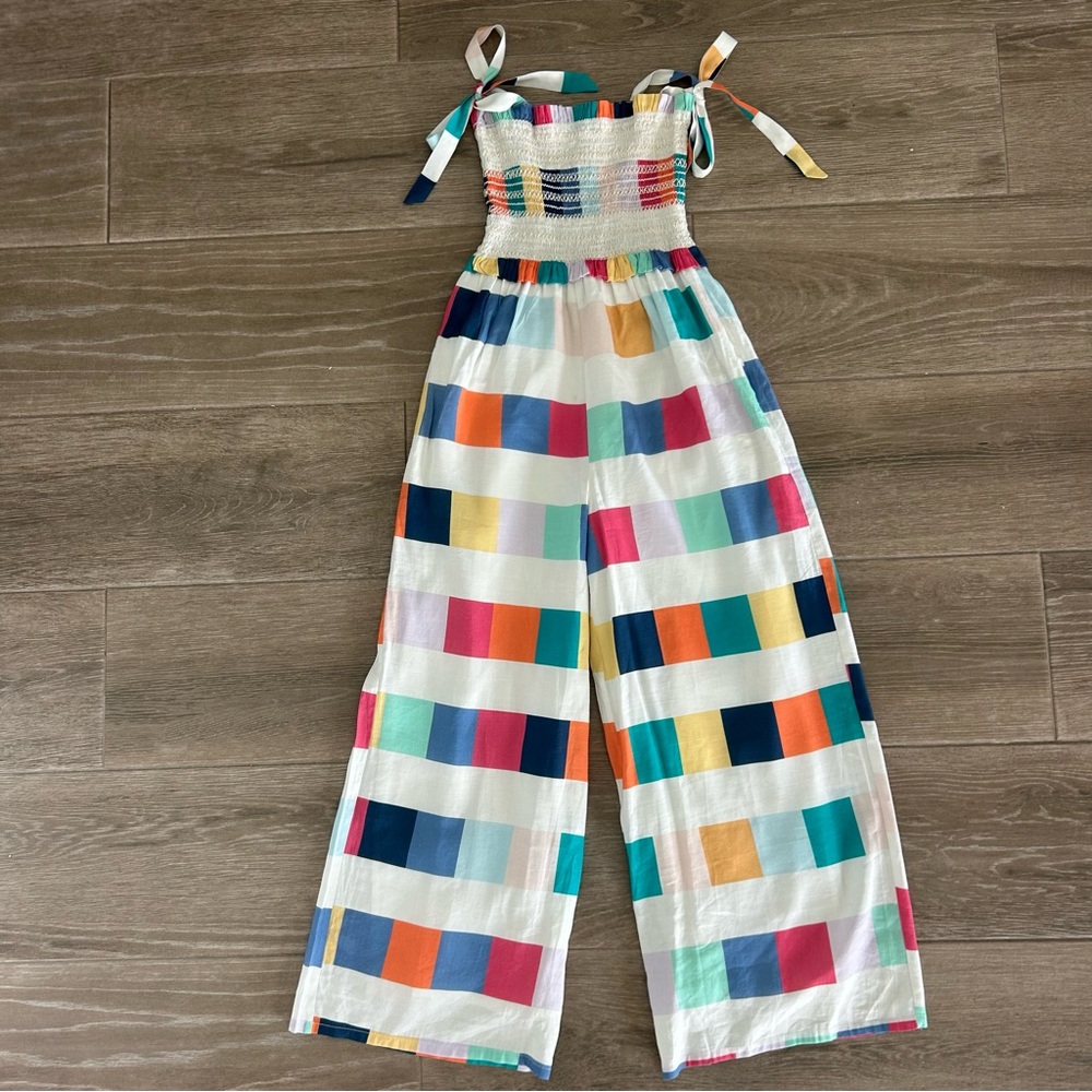 Anthropologie jumpsuit with adjustable tie shoulders, sold out!